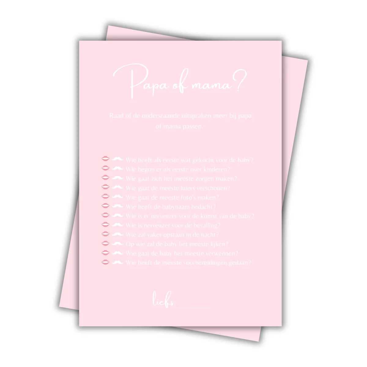 Babyshower invulkaart 'papa of mama' roze - Afbeelding 2