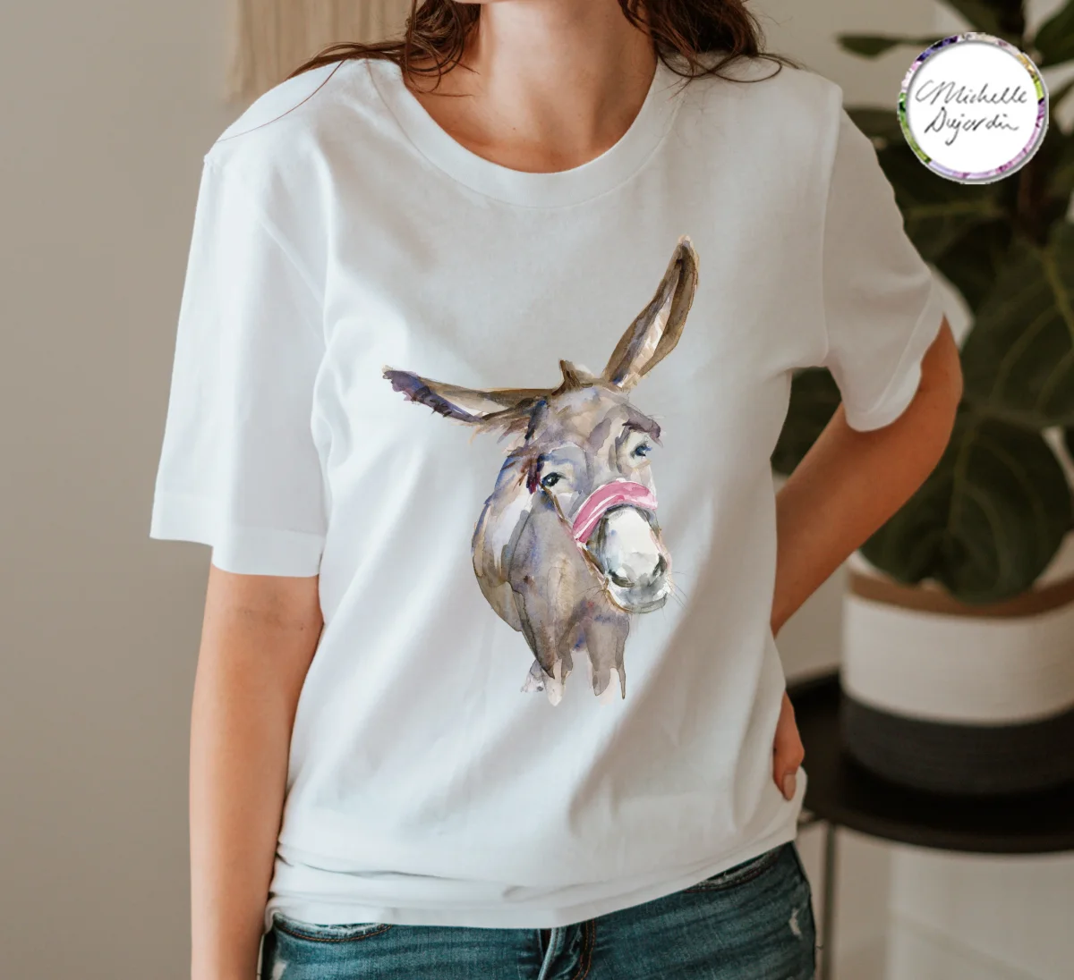T-shirt met print van ezel - Afbeelding 4