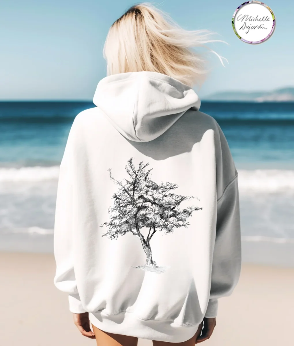 Zwarte Hoodie met boom tekening - Afbeelding 3
