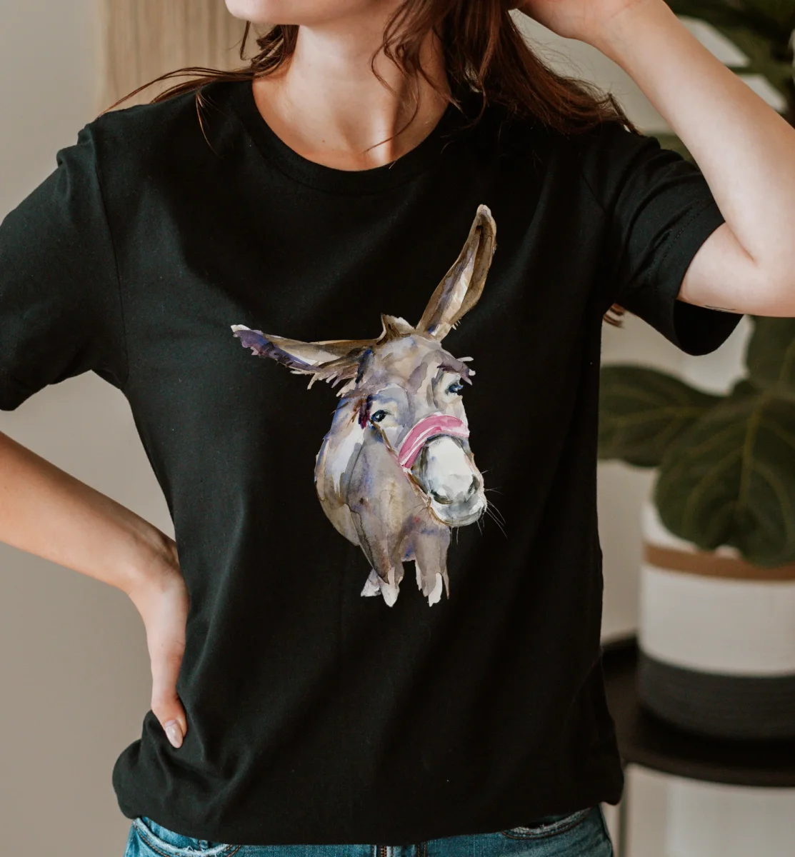 T-shirt met print van ezel - Afbeelding 2