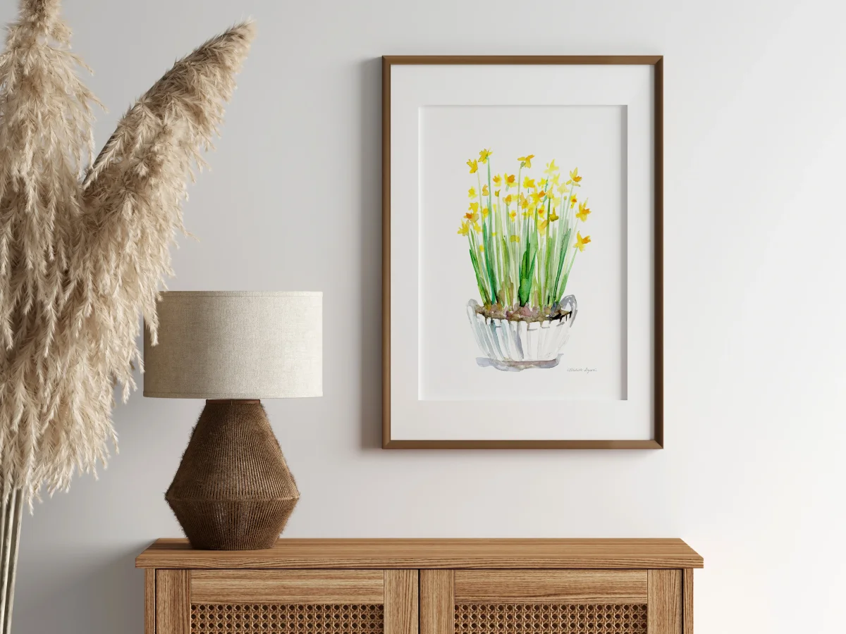 Narcissen Aquarel Print – Gele Voorjaarsbloemen - Afbeelding 4