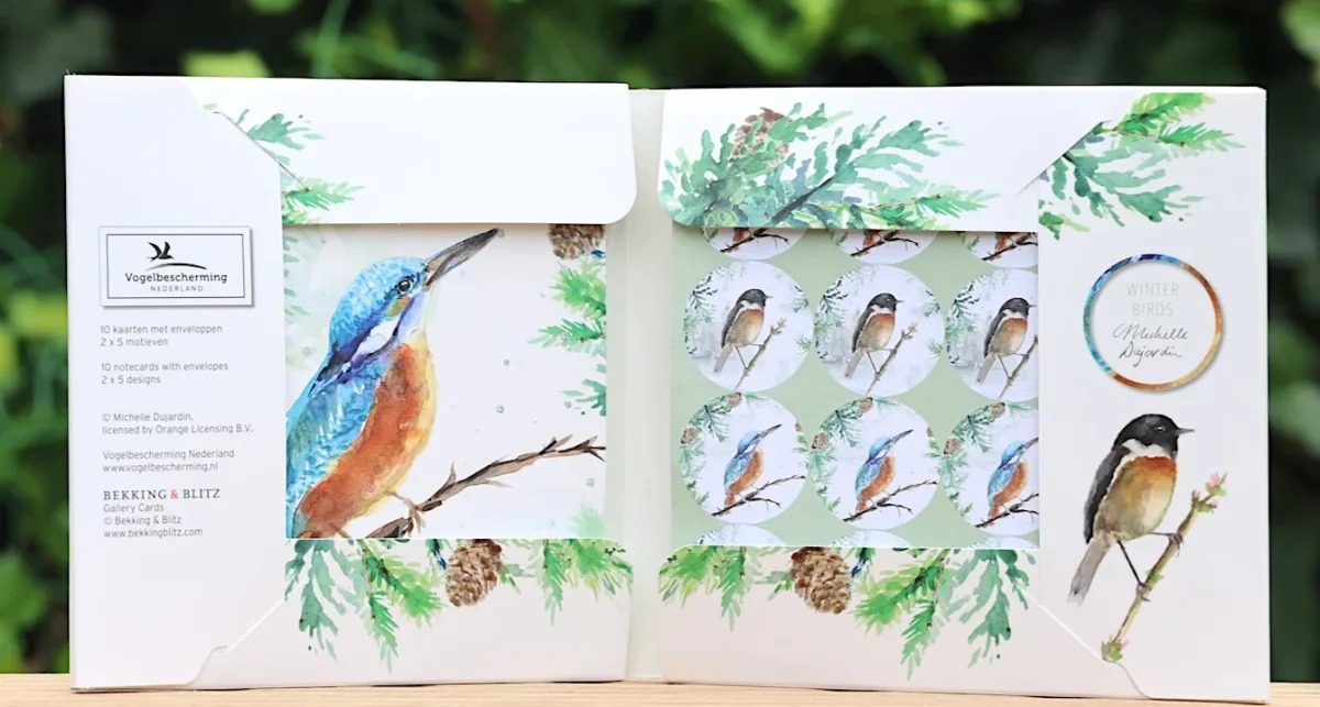 Wenskaarten 'Winter birds' van Michelle Dujardin met ijsvogel (2024) - Afbeelding 6