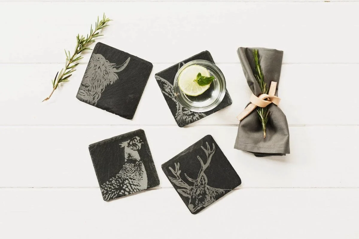 Onderzetters Country Animals - Gegraveerd - Leisteen - Just Slate Company Scotland - Afbeelding 2