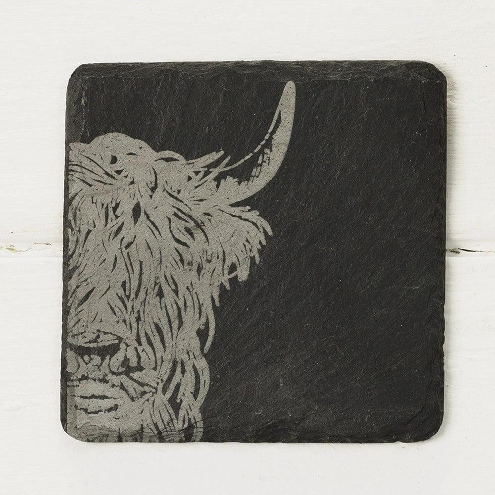 Onderzetters Schotse Hooglander - Gegraveerd - Leisteen - Just Slate Company Scotland - Afbeelding 4