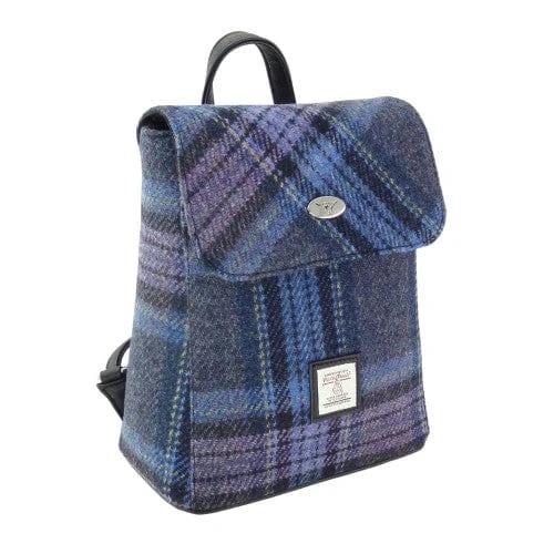 Rugzak Tummel Blauw en Paars stewart Tartan - Mini - 26x21x12 - Harris Tweed - Glen Appin of Scotland - Afbeelding 2