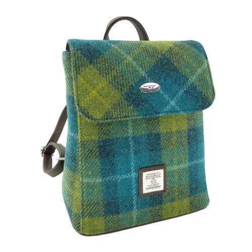 Rugzak Tummel Zeeblauw en Limegroen - Mini - 26x21x12 - Harris Tweed - Glen Appin of Scotland - Afbeelding 2