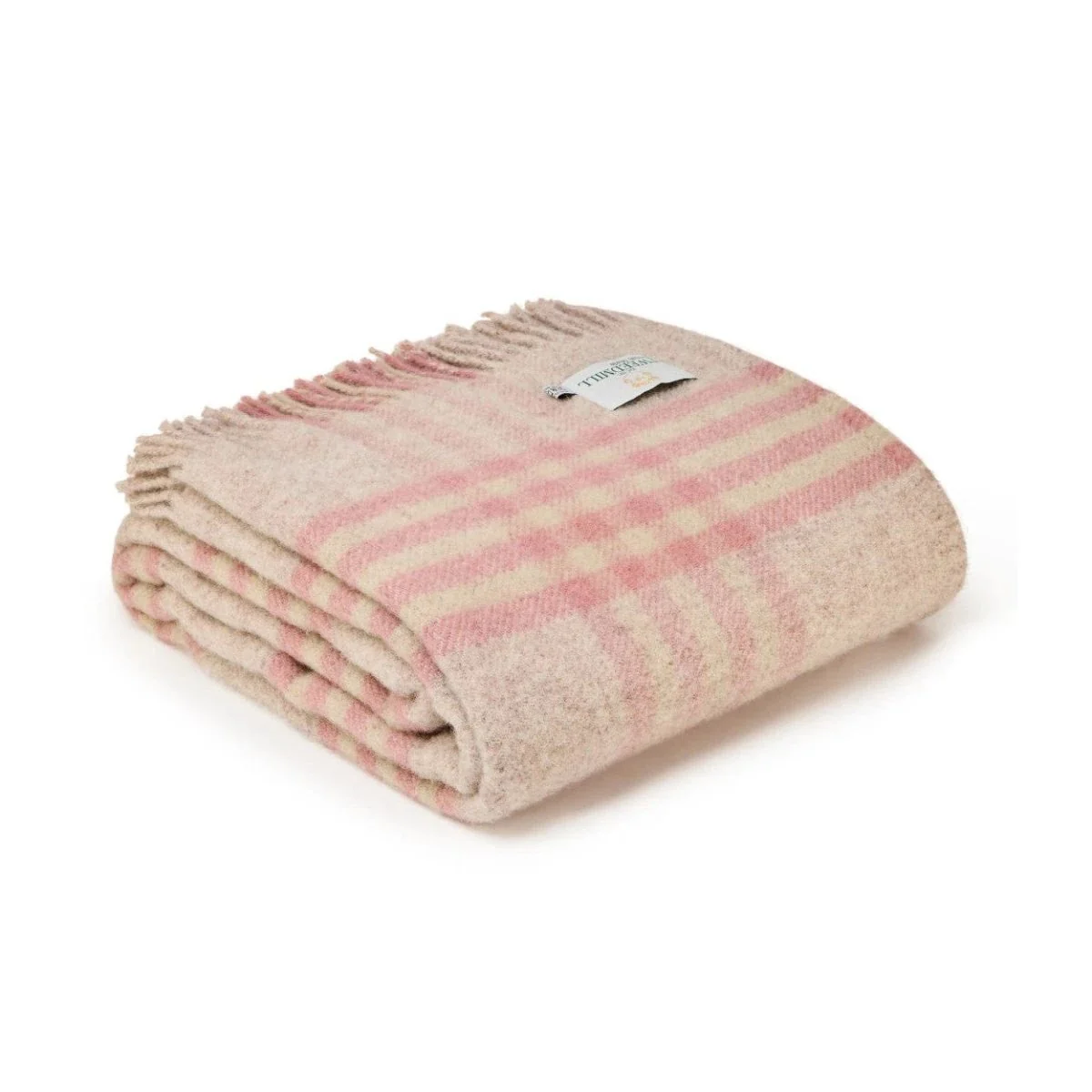Sprei Grote Schotse Ruit Oud Roze (Dusky Pink) - 140x240 - Nieuw Wol - Tweedmill UK - Afbeelding 2