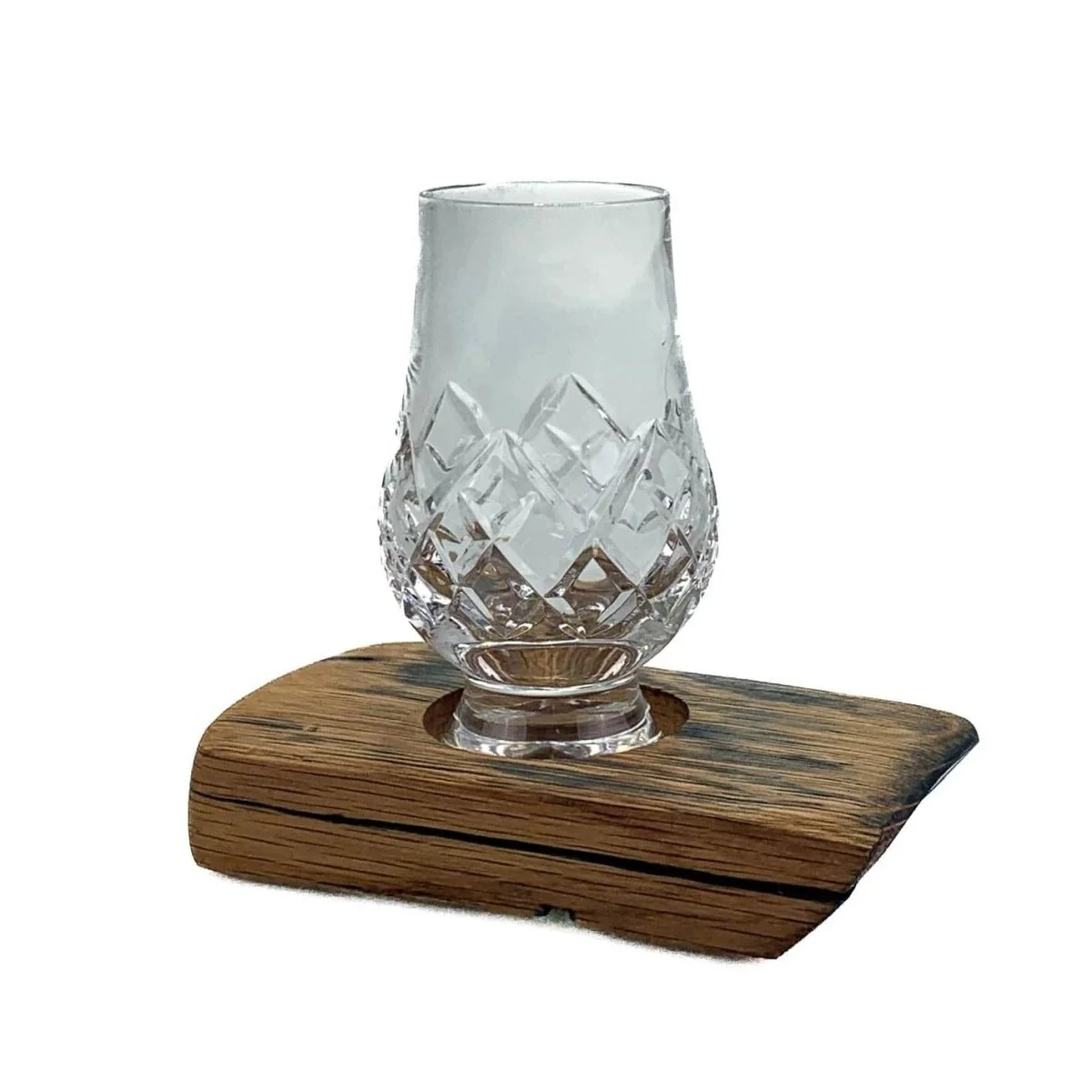 Whiskyglashouder van oude whiskyvaten met 1 Glencairn Cut Whiskyglas - Darach en Glencairn Crystal Scotland - Afbeelding 2